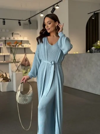 Купить Комплект COZY серебристо-голубой ( кардиган и платье можно купить отдельно) в фирменном магазине спортивной одежды Brillante.by