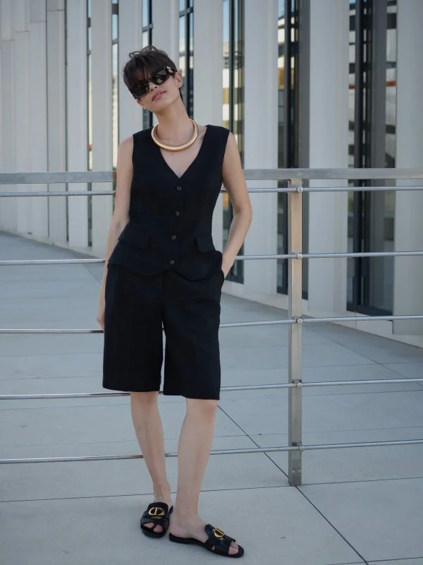 Бермуды льняные цвет черный - в фирменном магазине спортивной одежды Brillante.by