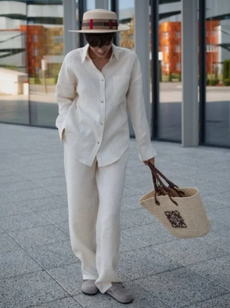 Брюки  из льна цвет Сливочное масло - в фирменном магазине спортивной одежды Brillante.by