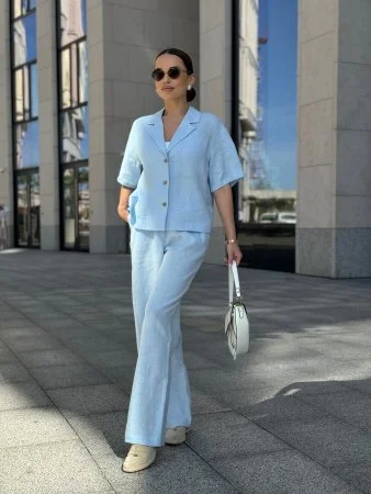 Купить Костюм с рубашкой с укороченным рукавом цвет Небесный в фирменном магазине спортивной одежды Brillante.by