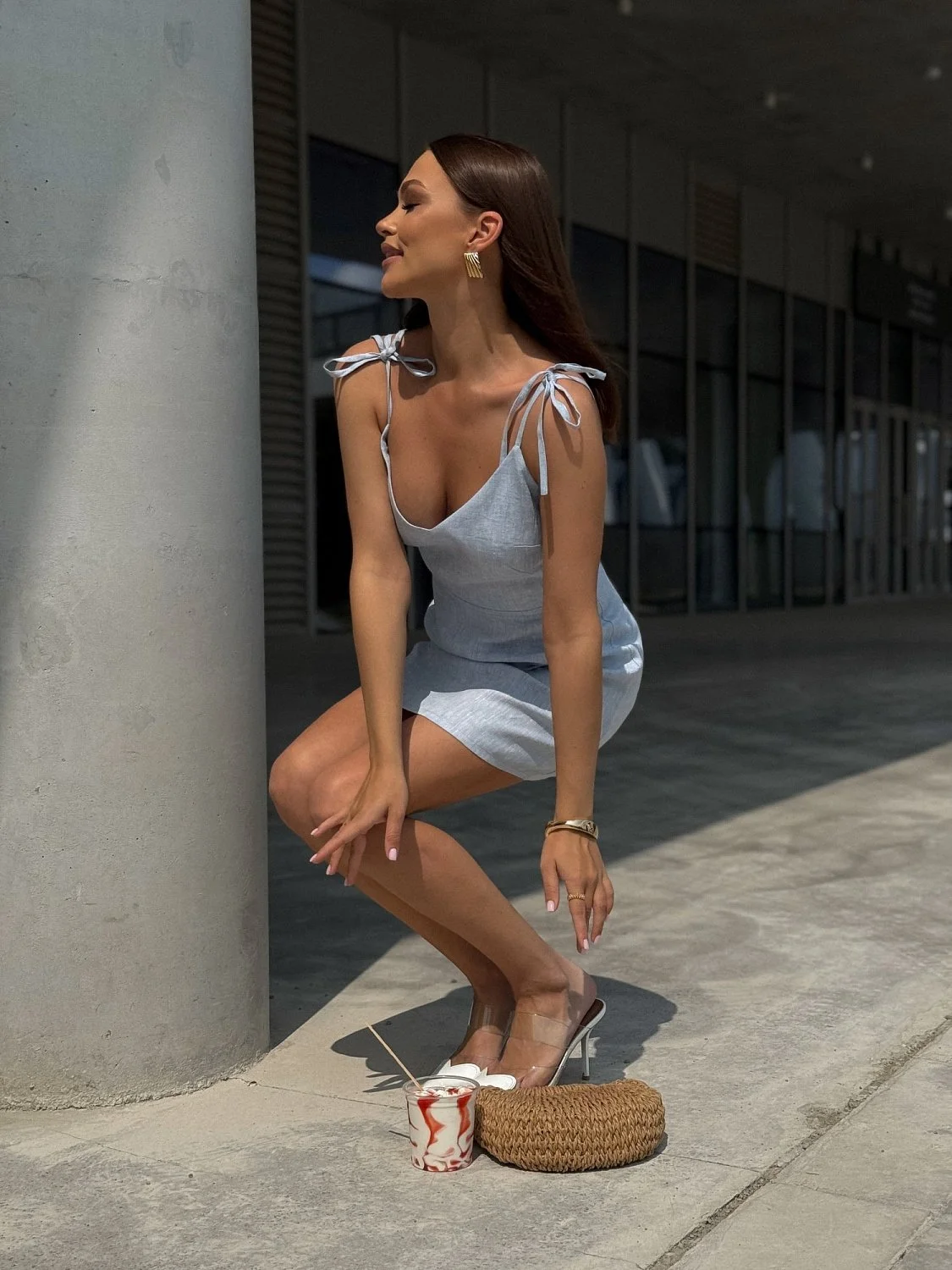 Платье Petra с открытой спиной цв.голубой