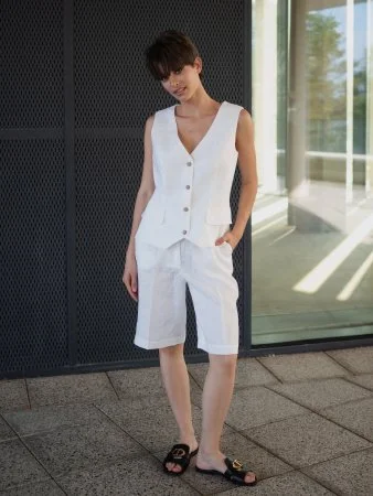 Купить Бермуды льняные цвет белый в фирменном магазине спортивной одежды Brillante.by