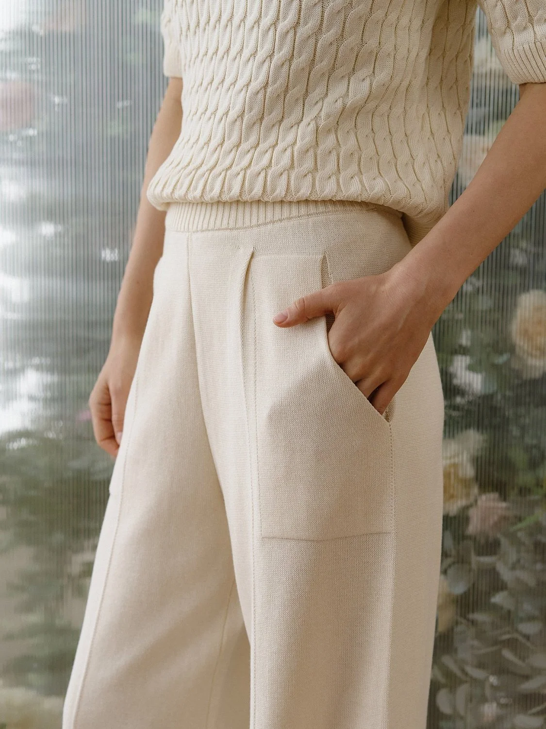 Брюки цв.сливочный