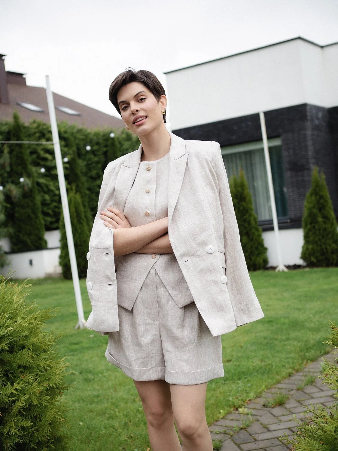 Жакет двубортный цвет натуральный