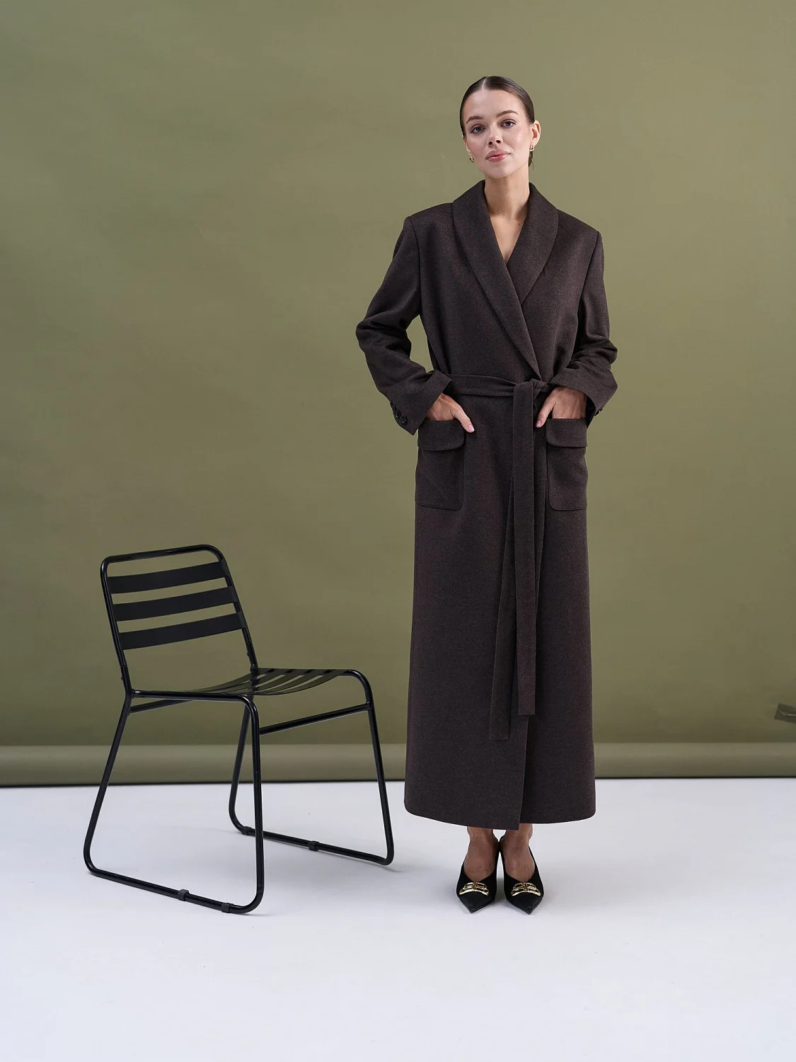 Пальто-халат (шерсть/кашемир) цв. коричневый