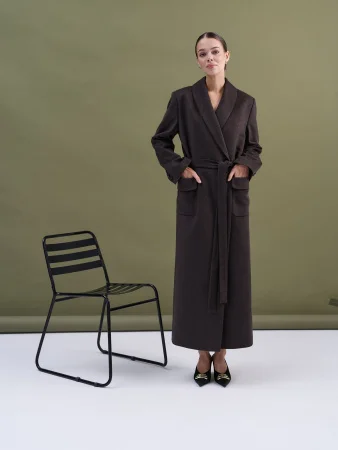 Купить Пальто-халат (шерсть/кашемир) цв. коричневый в фирменном магазине спортивной одежды Brillante.by