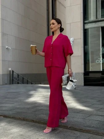 Купить Костюм с рубашкой с укороченным рукавом цвет Фуксия в фирменном магазине спортивной одежды Brillante.by