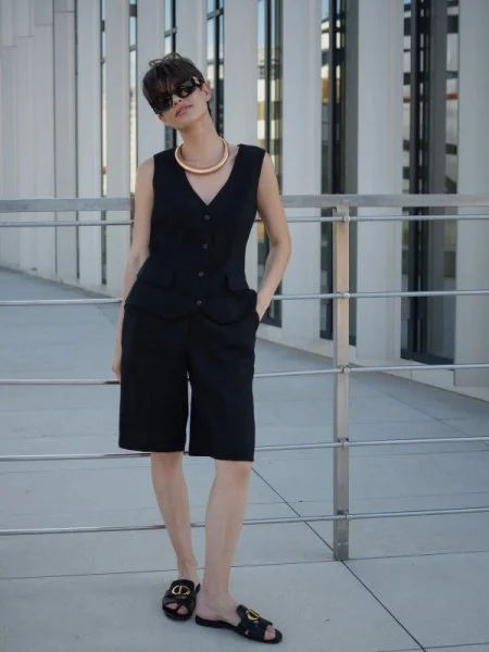 Бермуды льняные цвет черный - в фирменном магазине спортивной одежды Brillante.by