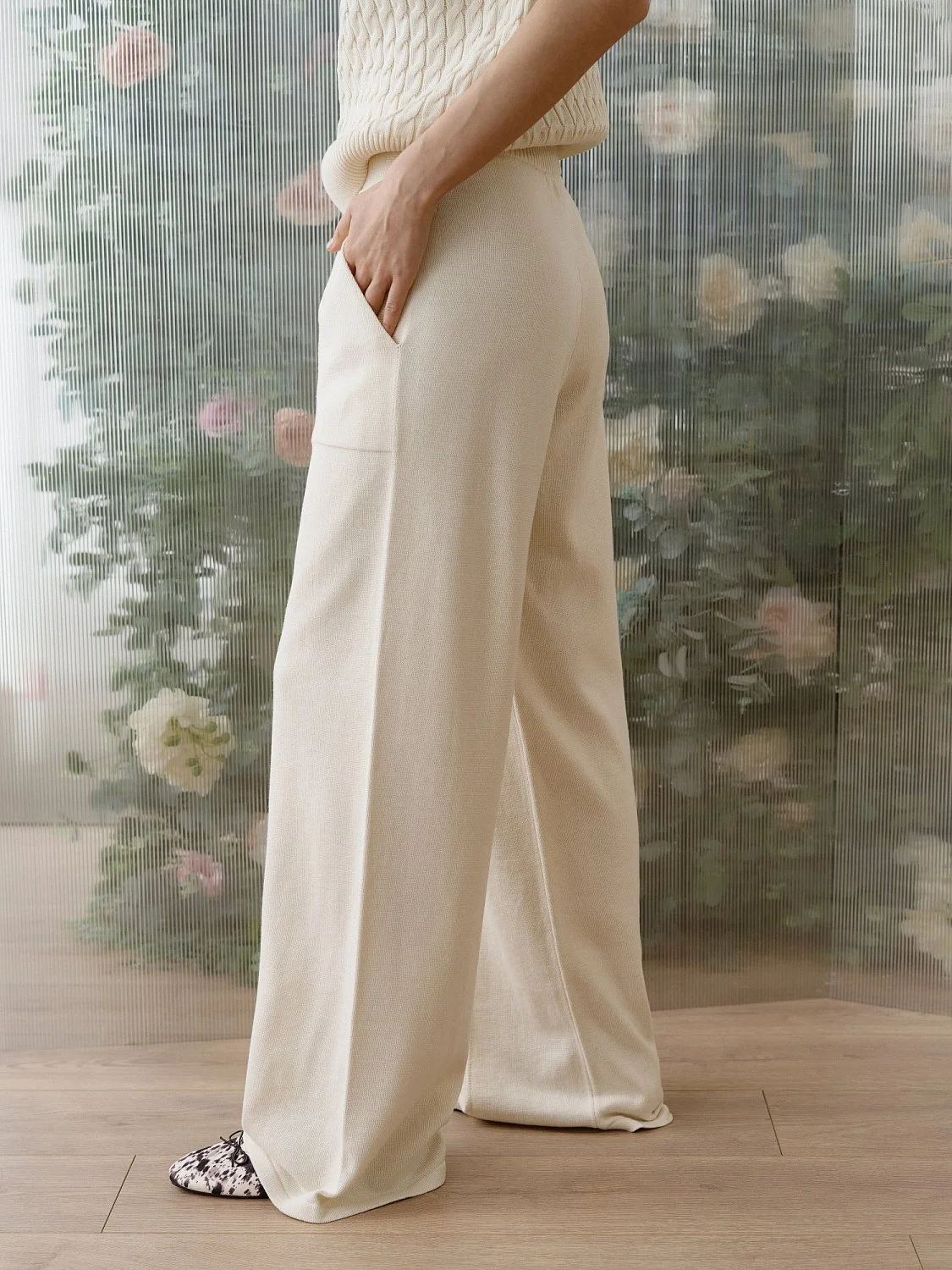 Брюки цв.сливочный