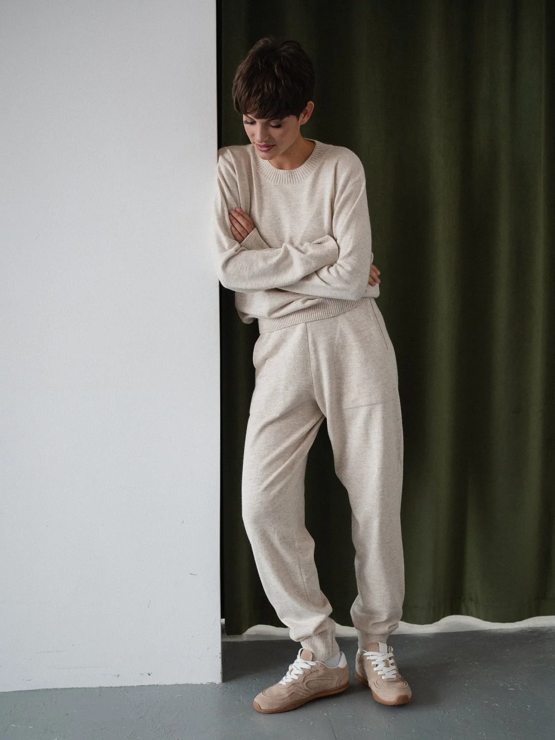 Костюм из ангоровой шерсти цвет БЕЖЕВЫЙ МЕЛАНЖ