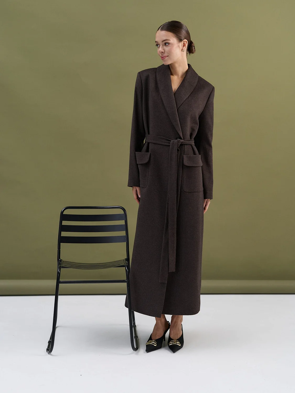 Пальто-халат (шерсть/кашемир) цв. коричневый