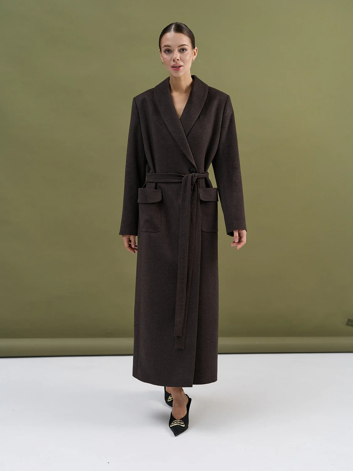 Пальто-халат (шерсть/кашемир) цв. коричневый