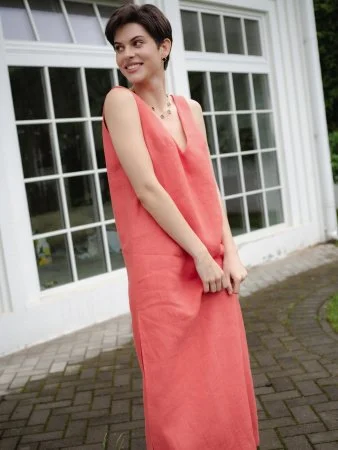 Купить Платье с V-образным вырезом цвет Коралл в фирменном магазине спортивной одежды Brillante.by