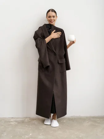 Купить Пальто-халат (шерсть/кашемир) цв. коричневый в фирменном магазине спортивной одежды Brillante.by