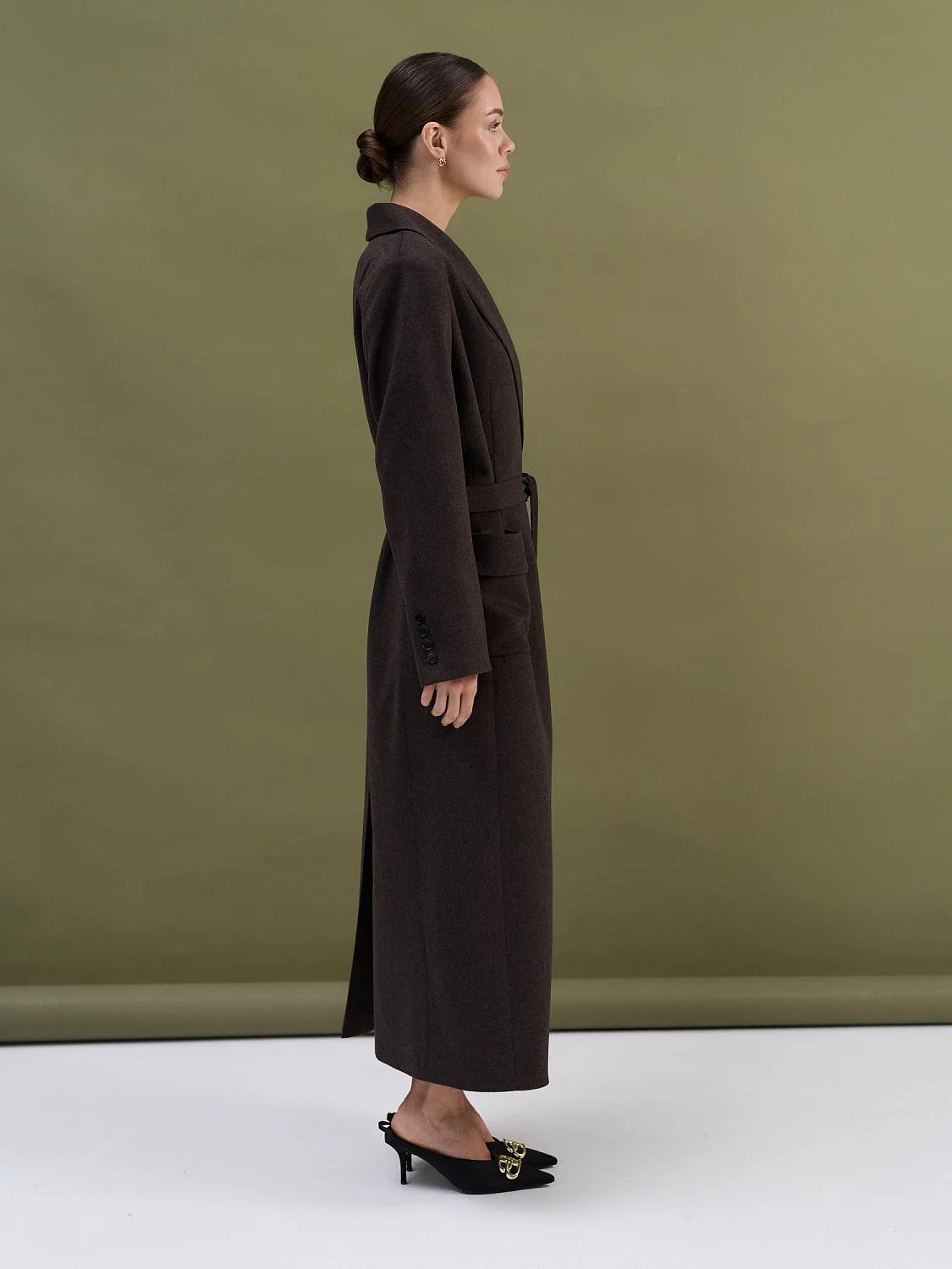 Пальто-халат (шерсть/кашемир) цв. коричневый