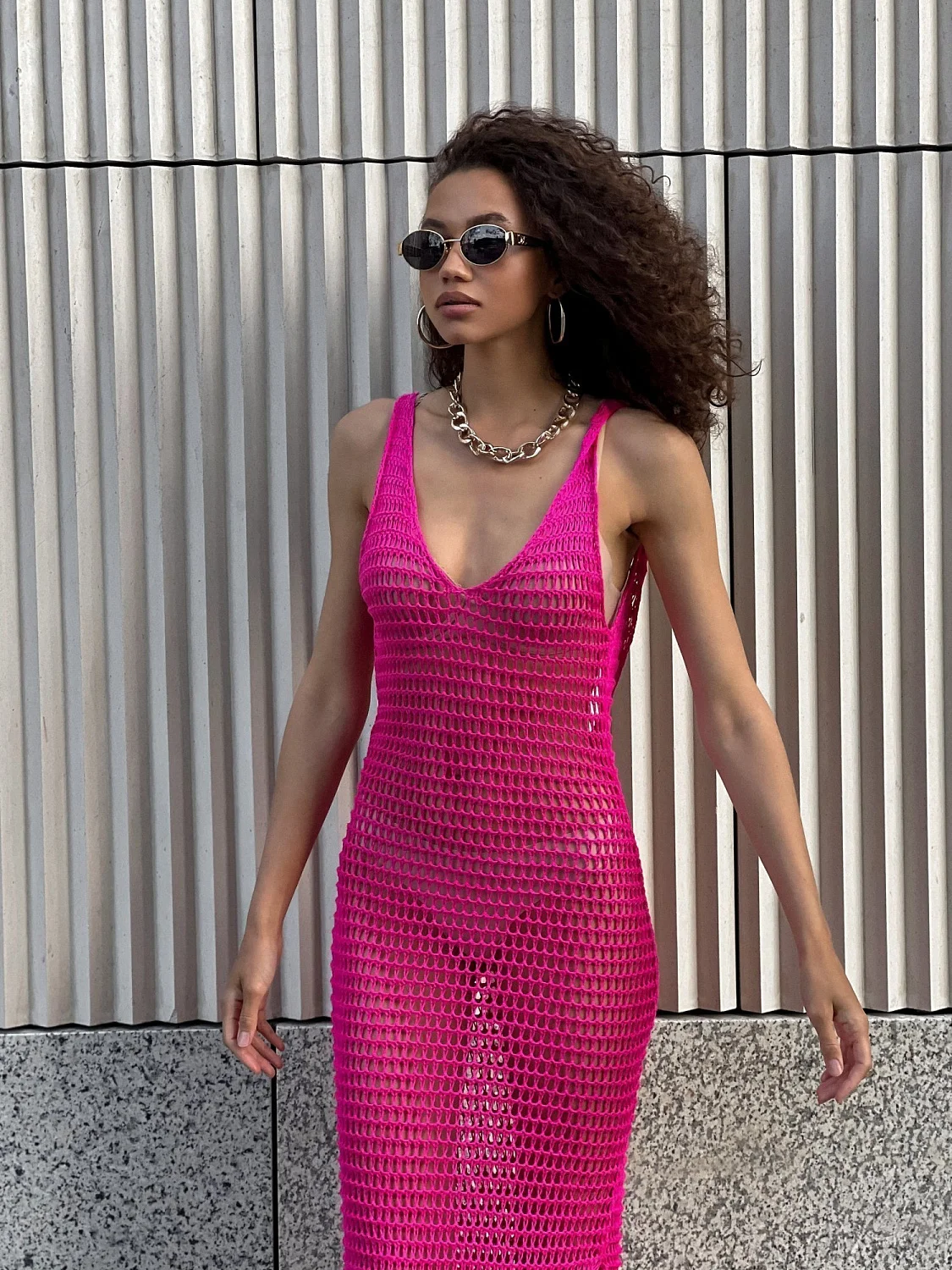 Туника пляжная цвет Неон Пинк