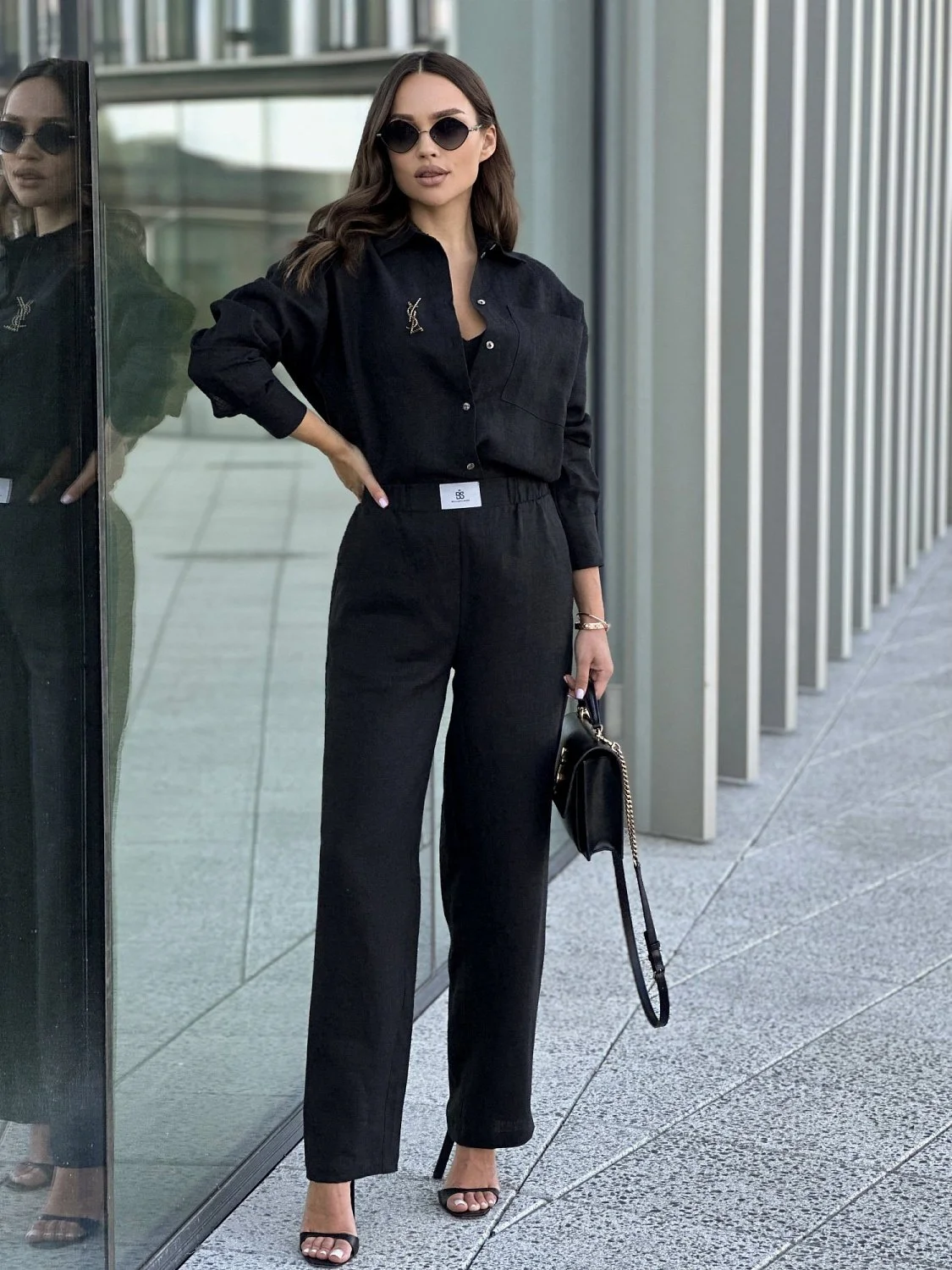 Рубашка льняная цвет ЧЕРНЫЙ Рубашка льняная цвет ЧЕРНЫЙ