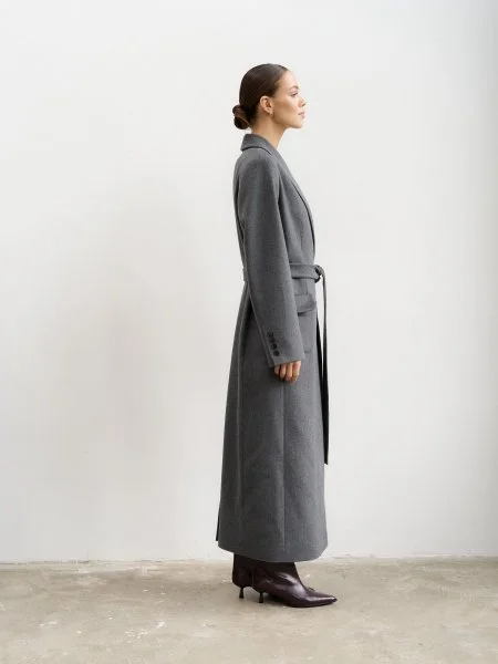 Пальто-халат (шерсть 100%) цв.серый - в фирменном магазине спортивной одежды Brillante.by