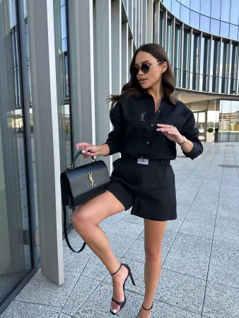 Шорты из льна цвет ЧЕРНЫЙ Купить Шорты из льна цвет ЧЕРНЫЙ в фирменном магазине спортивной одежды Brillante.by