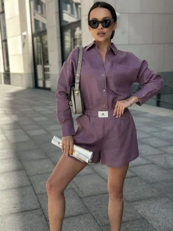 Купить Шорты из льна цвет СИРЕНЕВЫЙ в фирменном магазине спортивной одежды Brillante.by