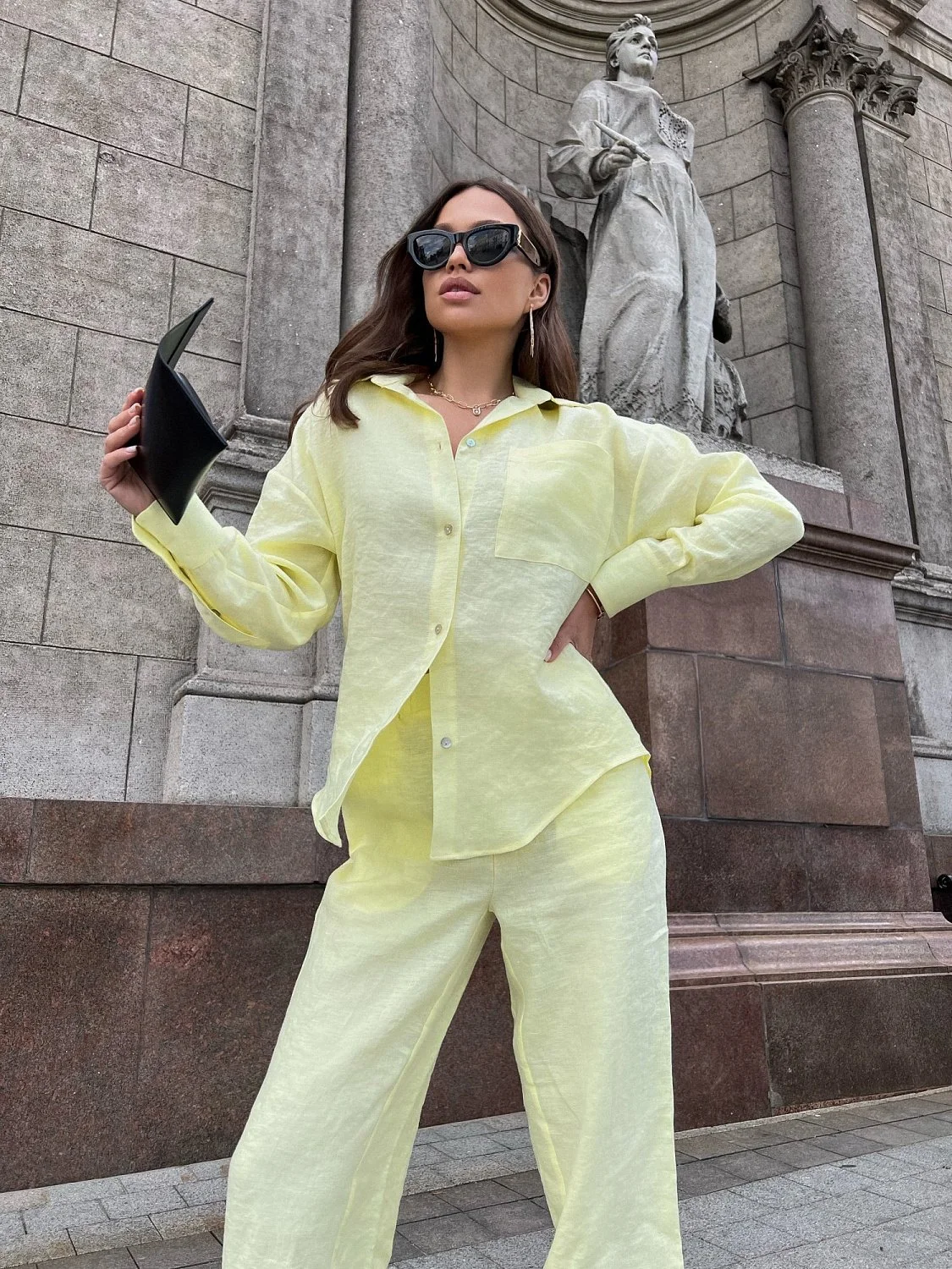 Брюки  из льна цвет Лимонад