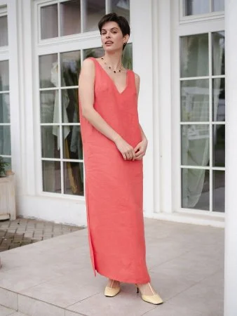 Купить Платье с V-образным вырезом цвет Коралл в фирменном магазине спортивной одежды Brillante.by