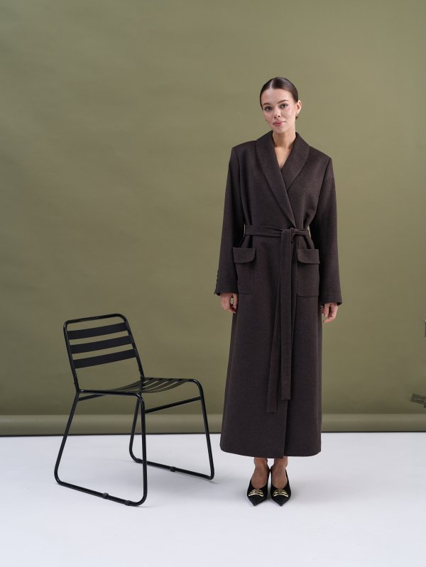 Пальто-халат (шерсть/кашемир) цв. коричневый - в фирменном магазине спортивной одежды Brillante.by