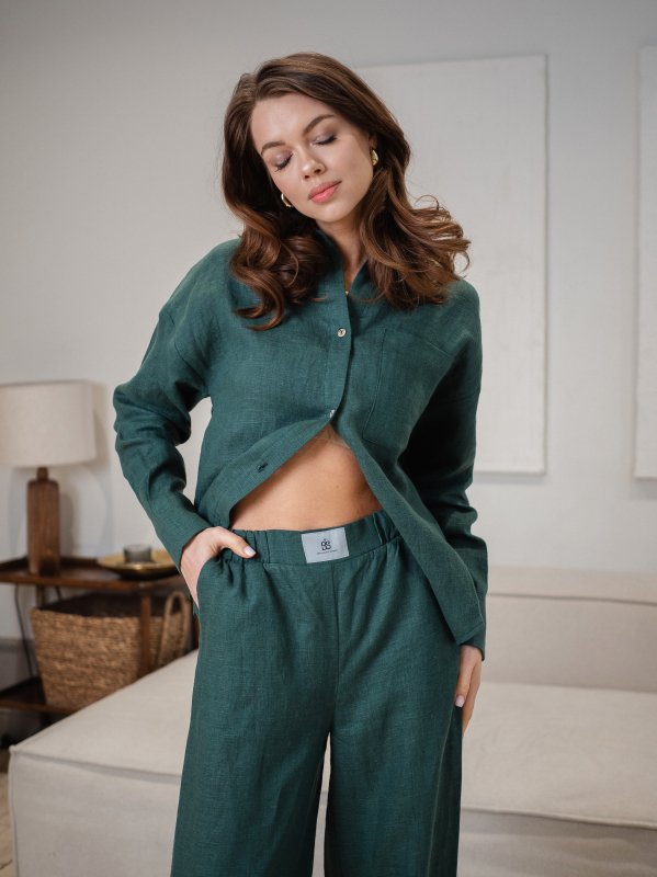 Брюки  из льна цвет Изумруд - в фирменном магазине спортивной одежды Brillante.by