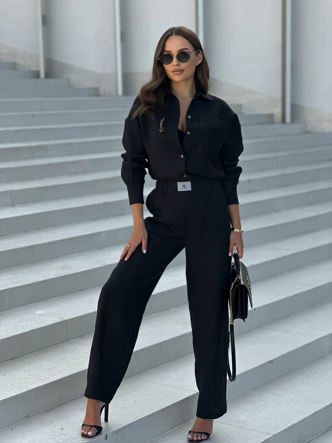 Брюки из льна цвет Черный