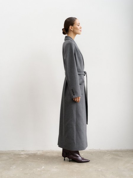 Пальто-халат (шерсть 100%) цв.серый - в фирменном магазине спортивной одежды Brillante.by