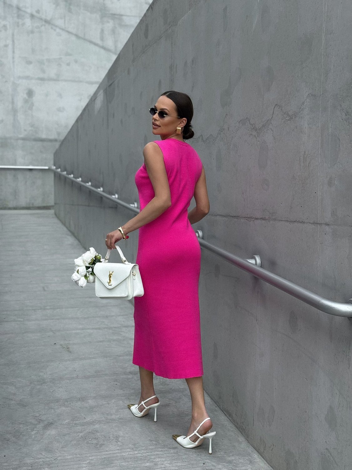 Платье трикотажное CHIC цв. ослепительный розовый